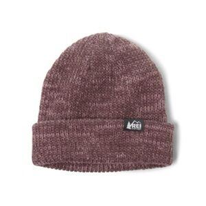 ❤️ EUC REI Wool Acrylic UNISEX Heather Red Purple Logo Beanie Thick Warm Fabric